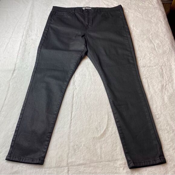 TopShop Black Jamie Coated Moto Pants Size 36 - Picture 1 of 13